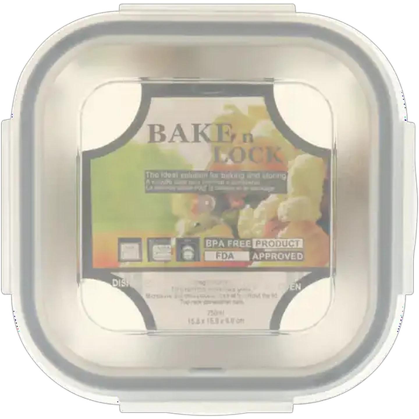Image of Bake n Lock Square Glass Storage Container 750ml