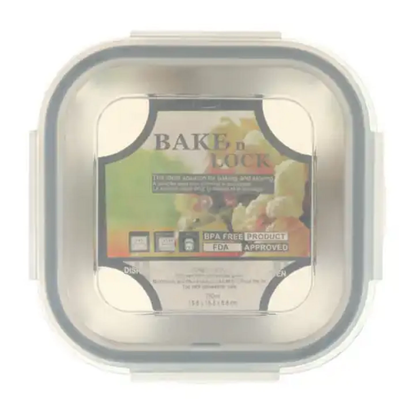 Image of Bake n Lock Square Glass Storage Container 750ml