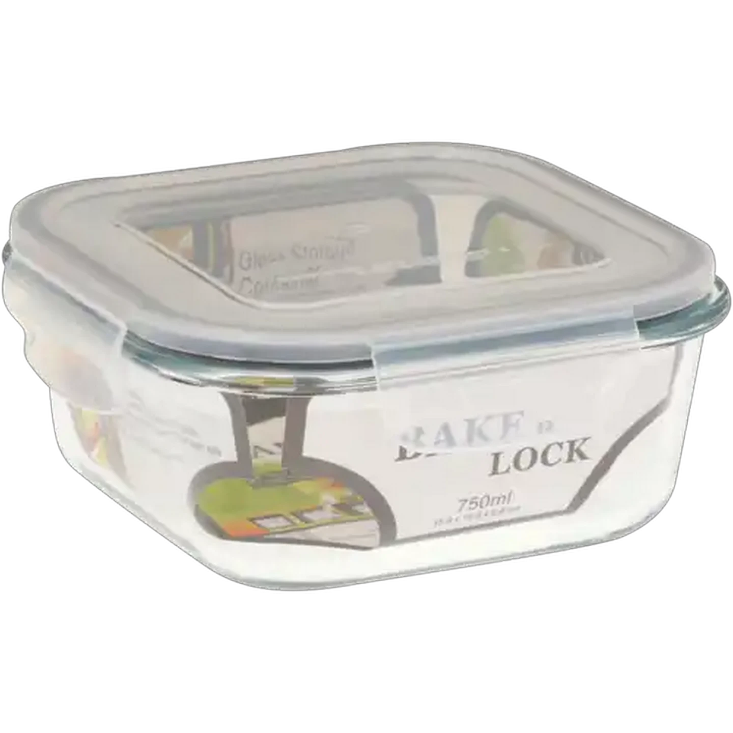 Image of Bake n Lock Square Glass Storage Container 750ml