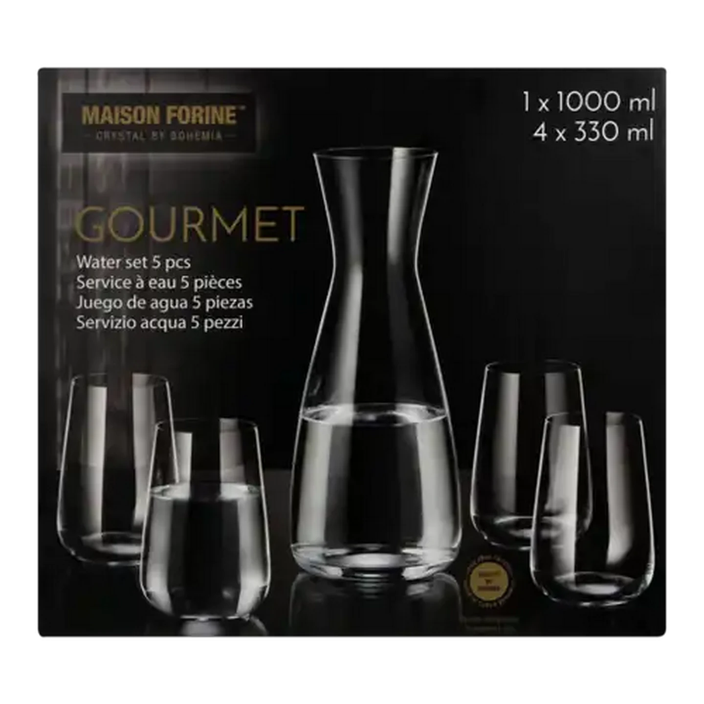 Image of Maison Forine Gourmet Lead-Free Crystal Drink Decanter Set 5-Piece