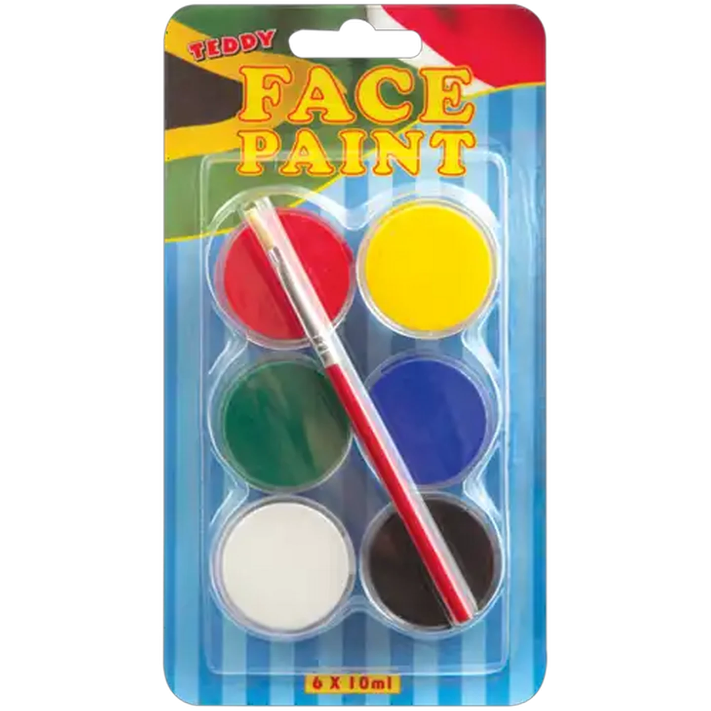 Image of Teddy SA Flag Face Paint Including Brush 6 x 10ml