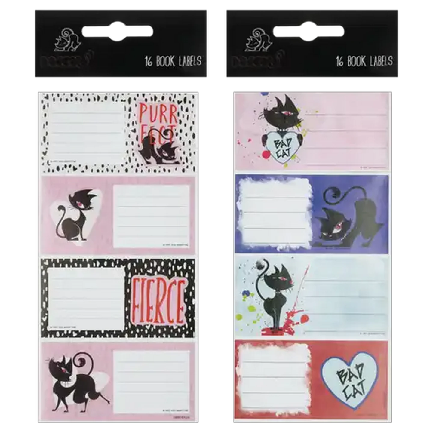 Image of Creative Stationary Bad Cat Book Labels 16-Pack (Design May Vary)