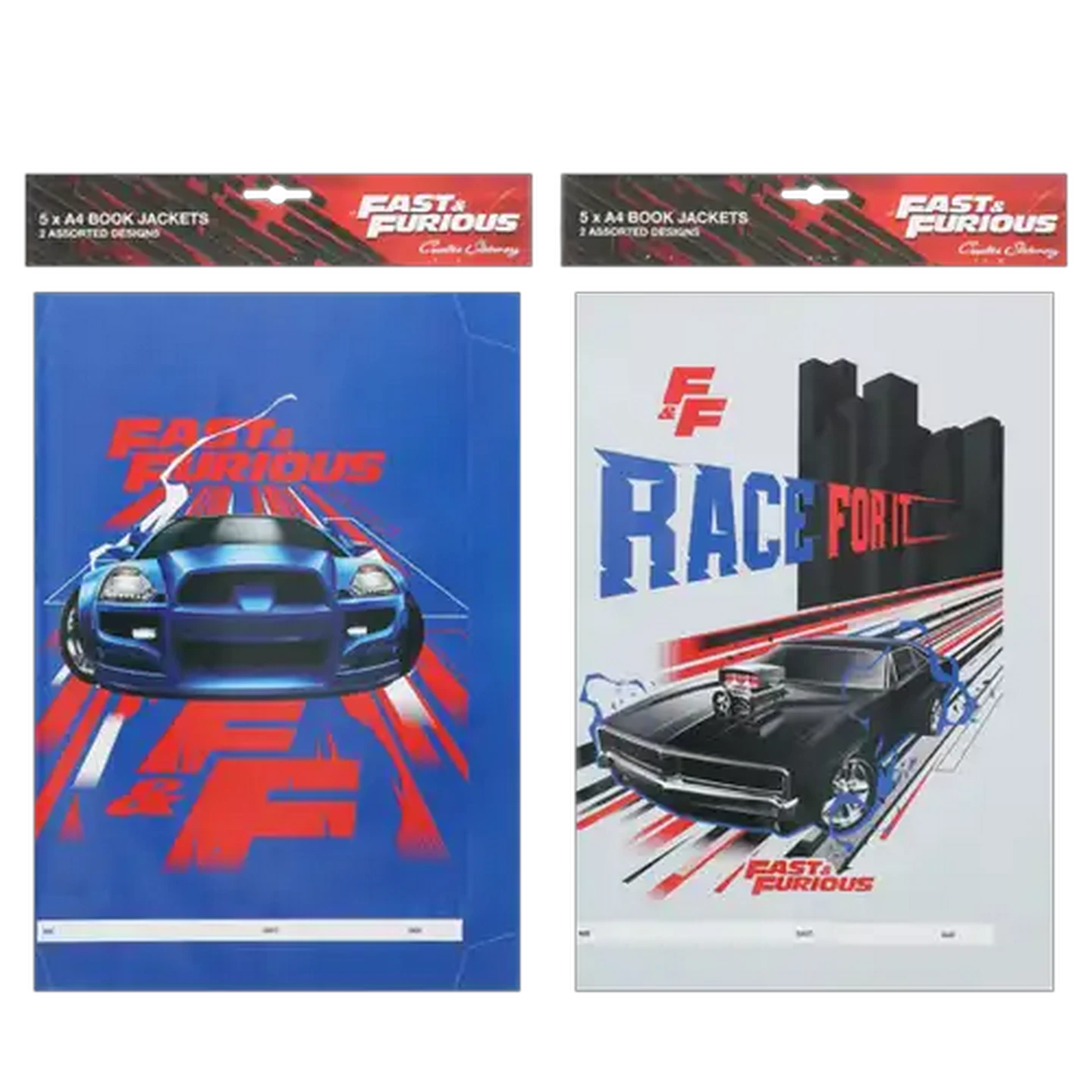 Image of Creative Stationery A4 Fast & Furious Book Jackets 5-Pack (Design May Vary)