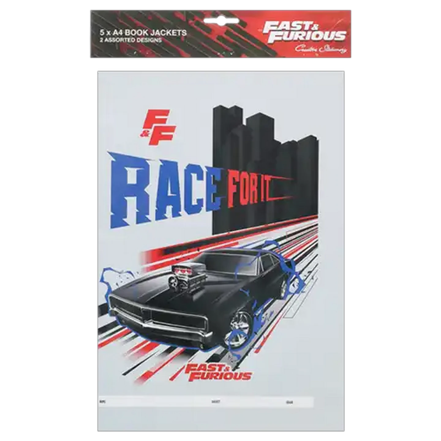 Image of Creative Stationery A4 Fast & Furious Book Jackets 5-Pack (Design May Vary)