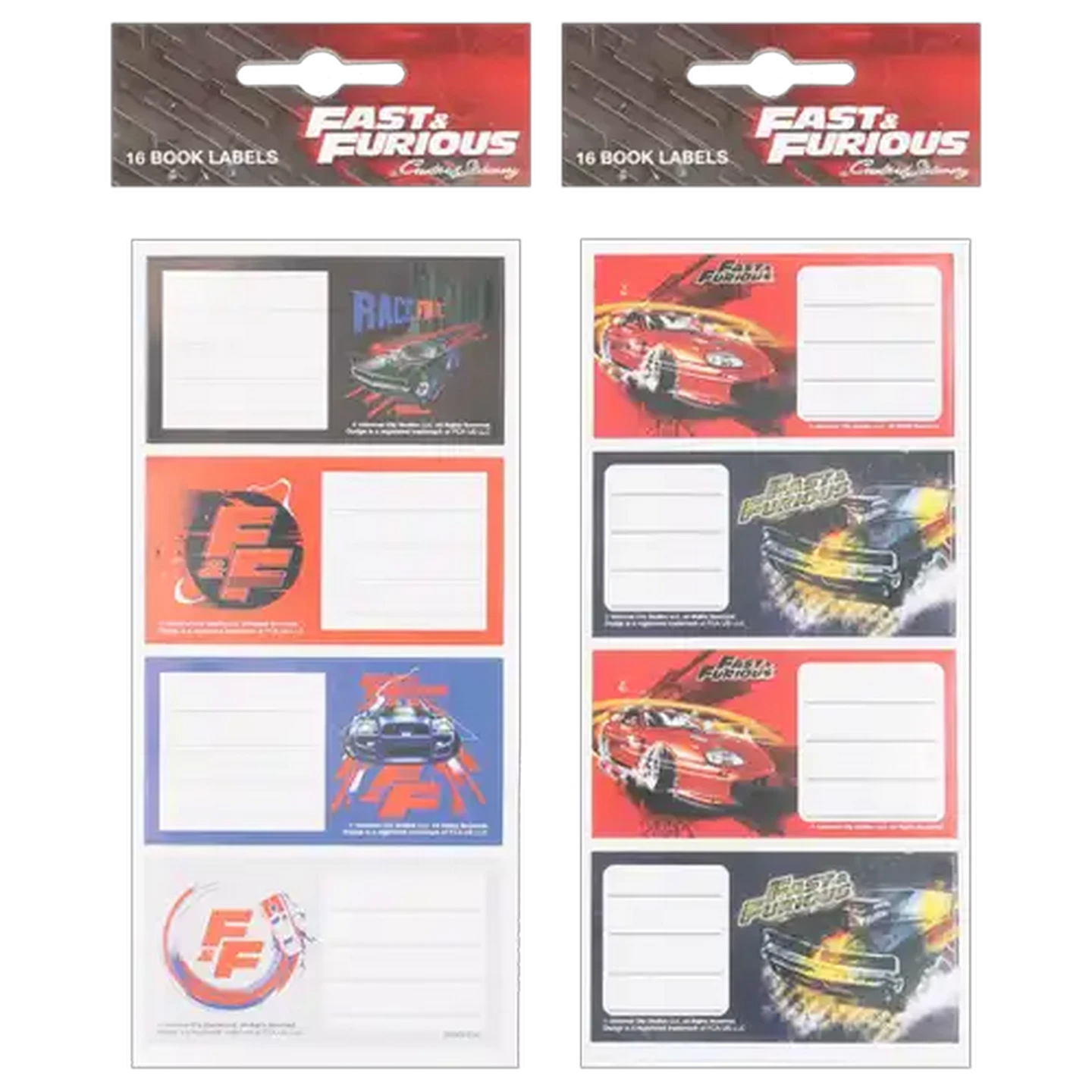 Image of Fast & Furious Book Labels 16-Pack (Design May Vary)