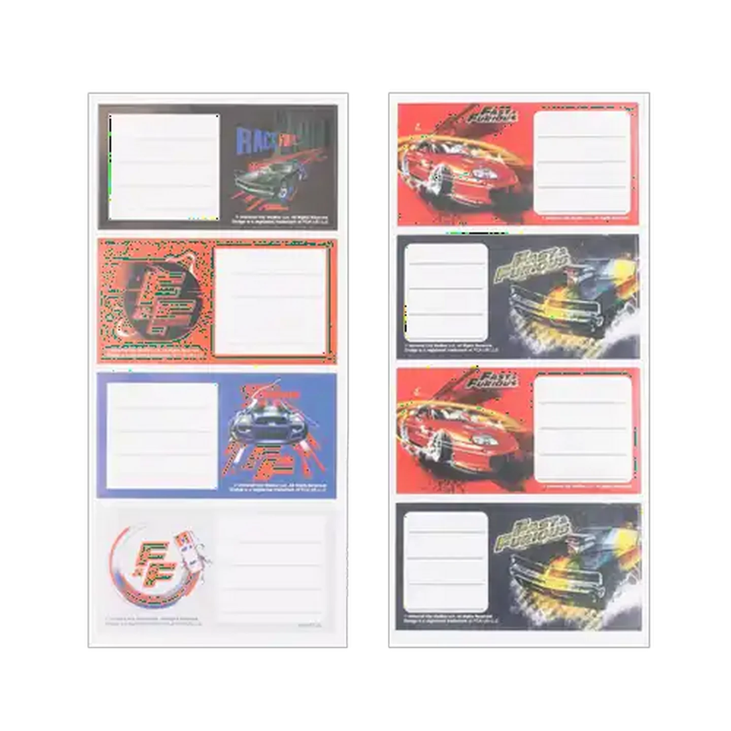 Image of Fast & Furious Book Labels 16-Pack (Design May Vary)