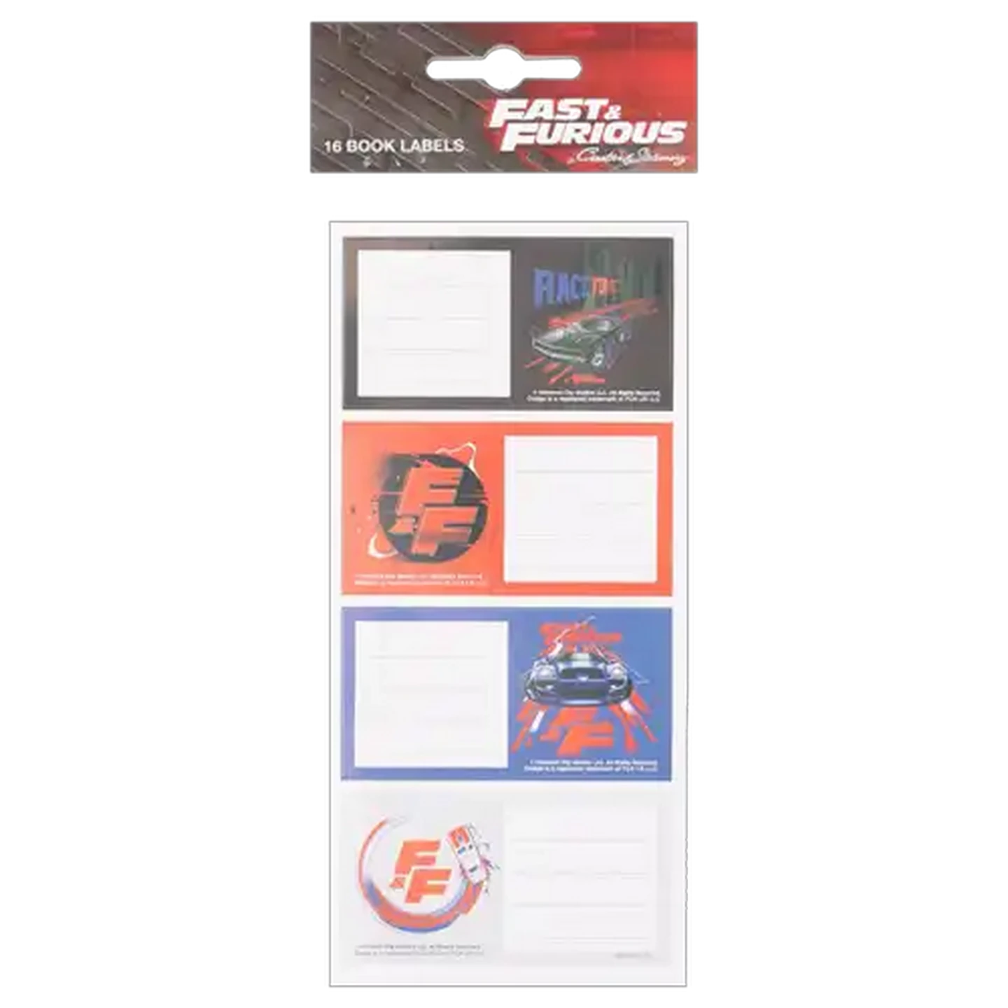 Image of Fast & Furious Book Labels 16-Pack (Design May Vary)