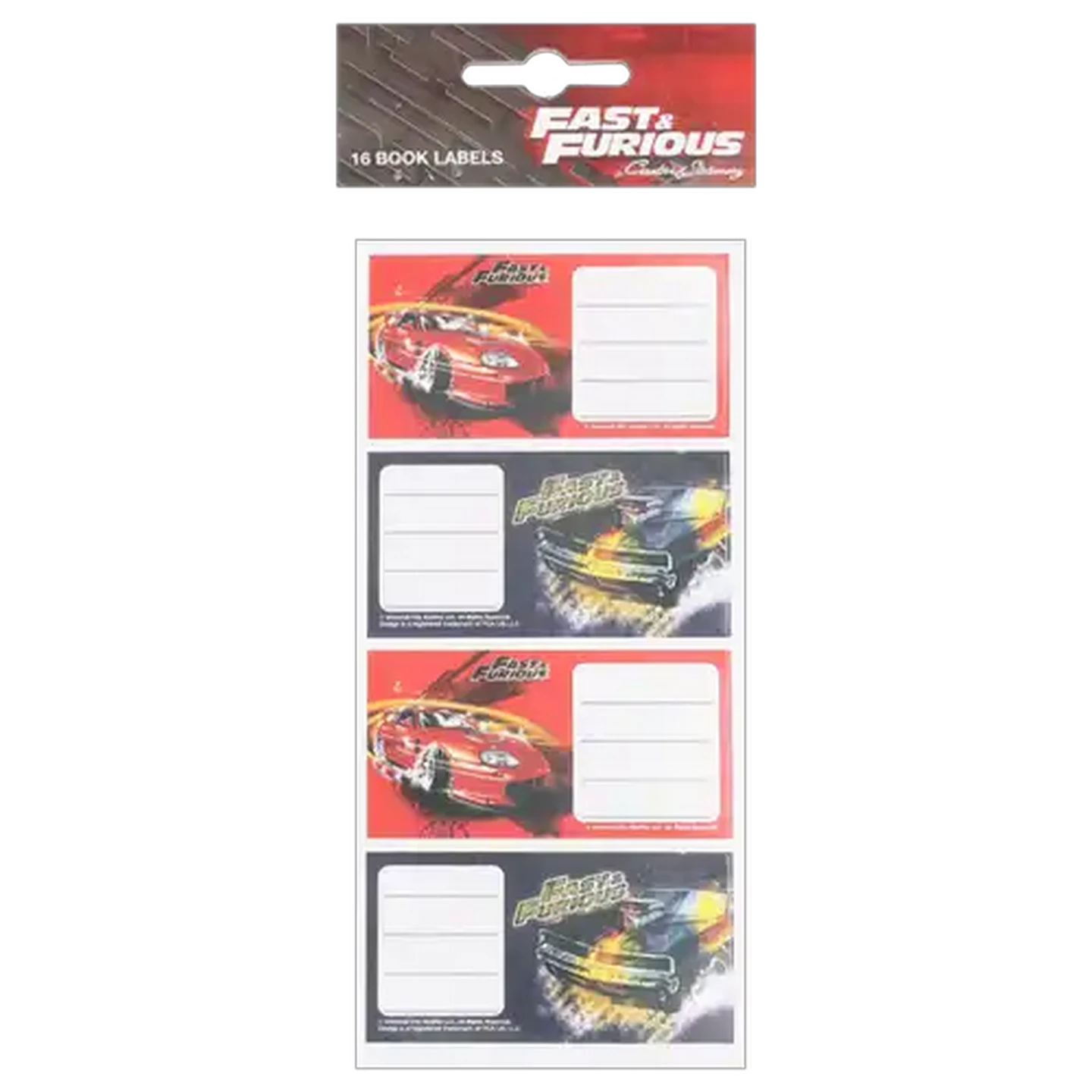 Image of Fast & Furious Book Labels 16-Pack (Design May Vary)