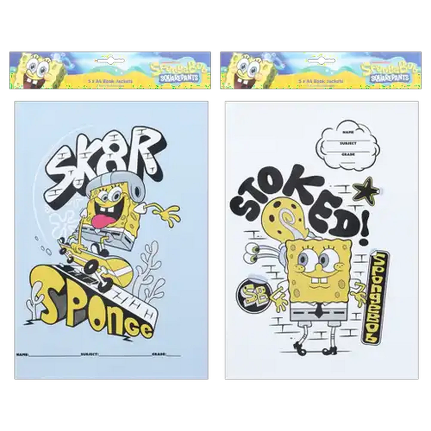 Image of Creative Stationery Spongebob Squarepants A4 Book Jackets 5-Pack (Design May Vary)