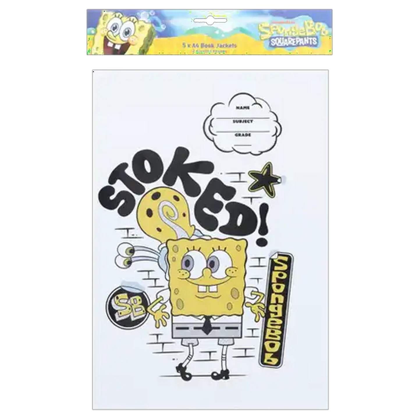 Image of Creative Stationery Spongebob Squarepants A4 Book Jackets 5-Pack (Design May Vary)