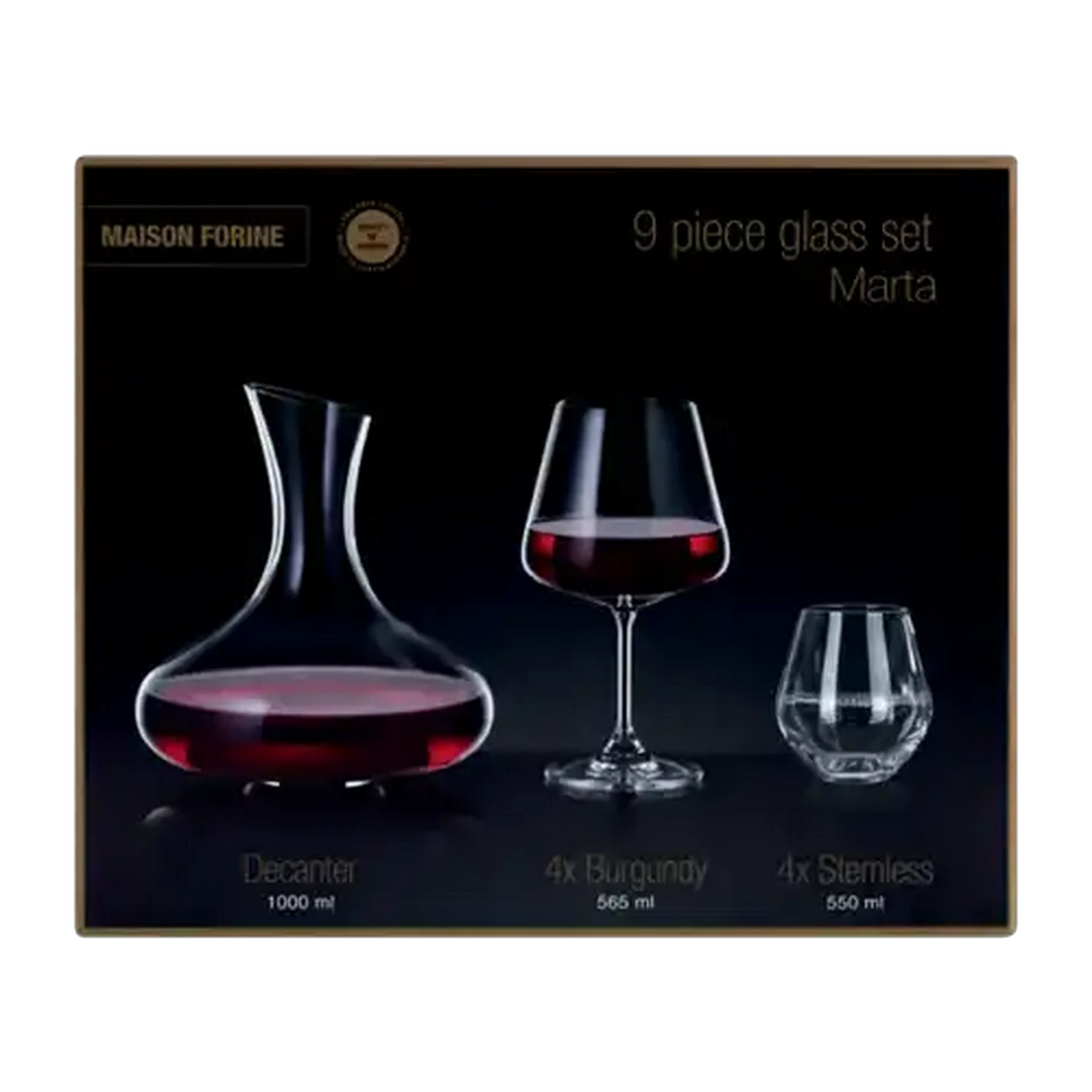 Image of Maison Forine Marta Crystal Decanter & Glass Set 9 Piece