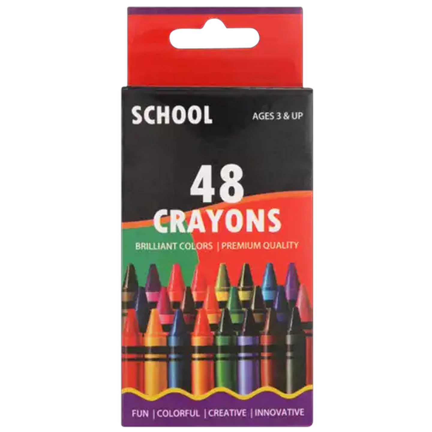 Image of School Multicoloured Short Wax Crayon Set 48-Pack