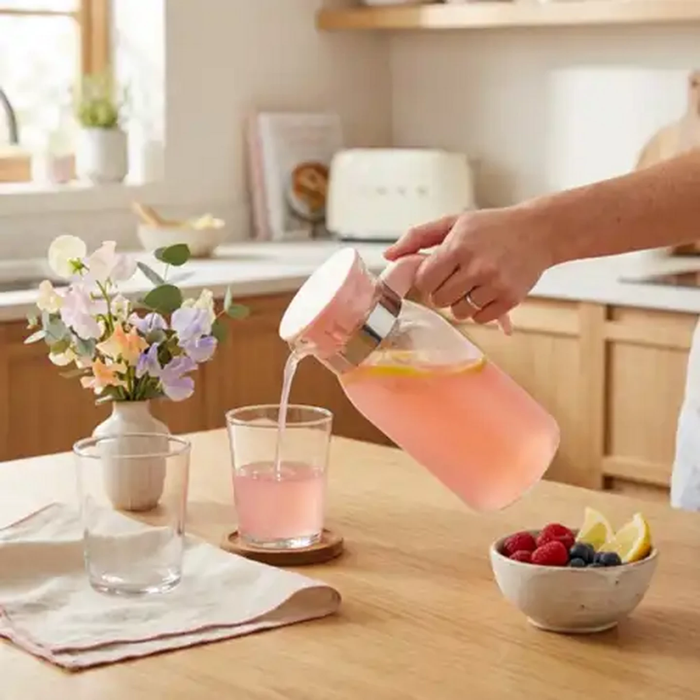 Image of Pastel Glass Jug 1L (Colour May Vary)