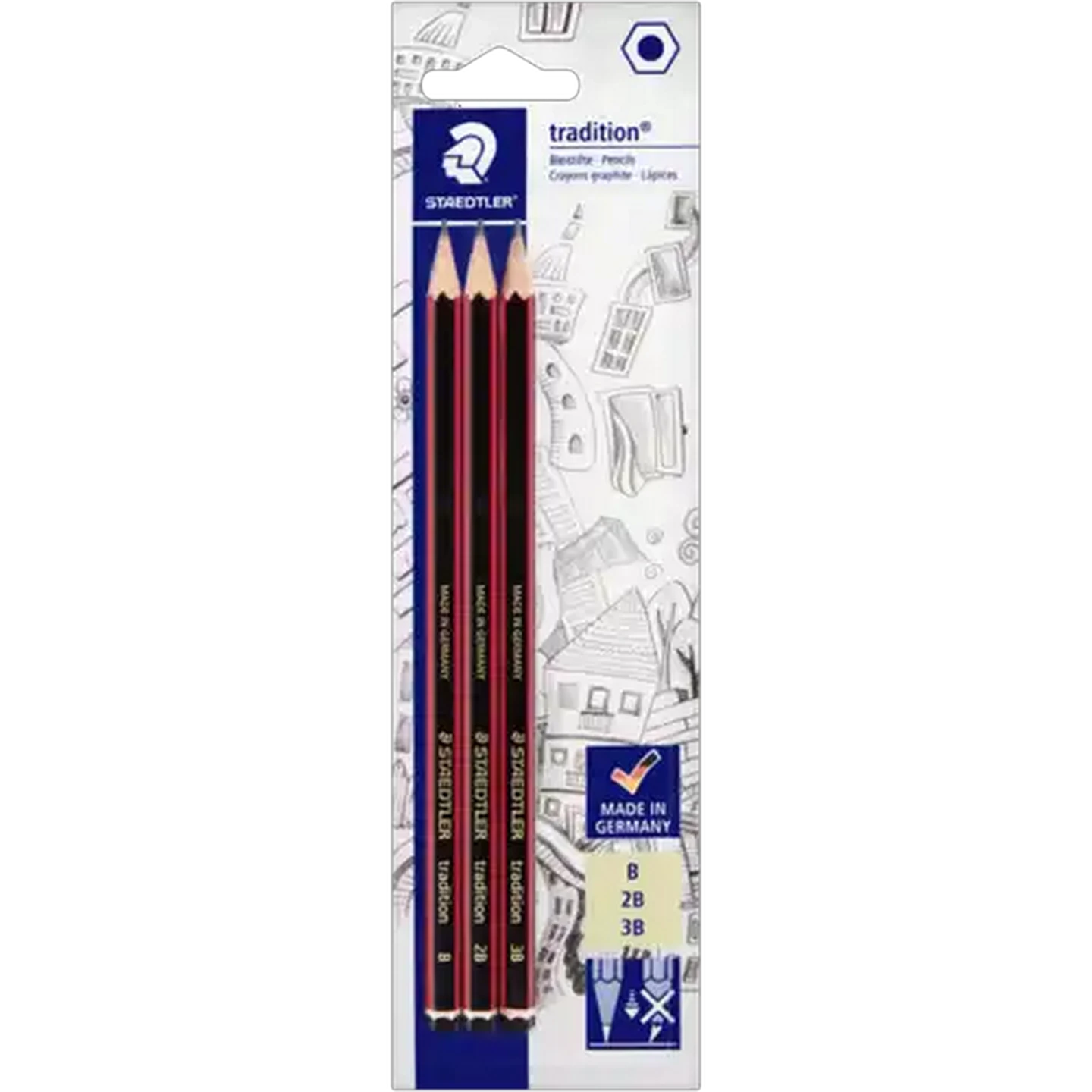 Image of Staedtler Tradition B, 2B, 3B Pencils 3-Pack