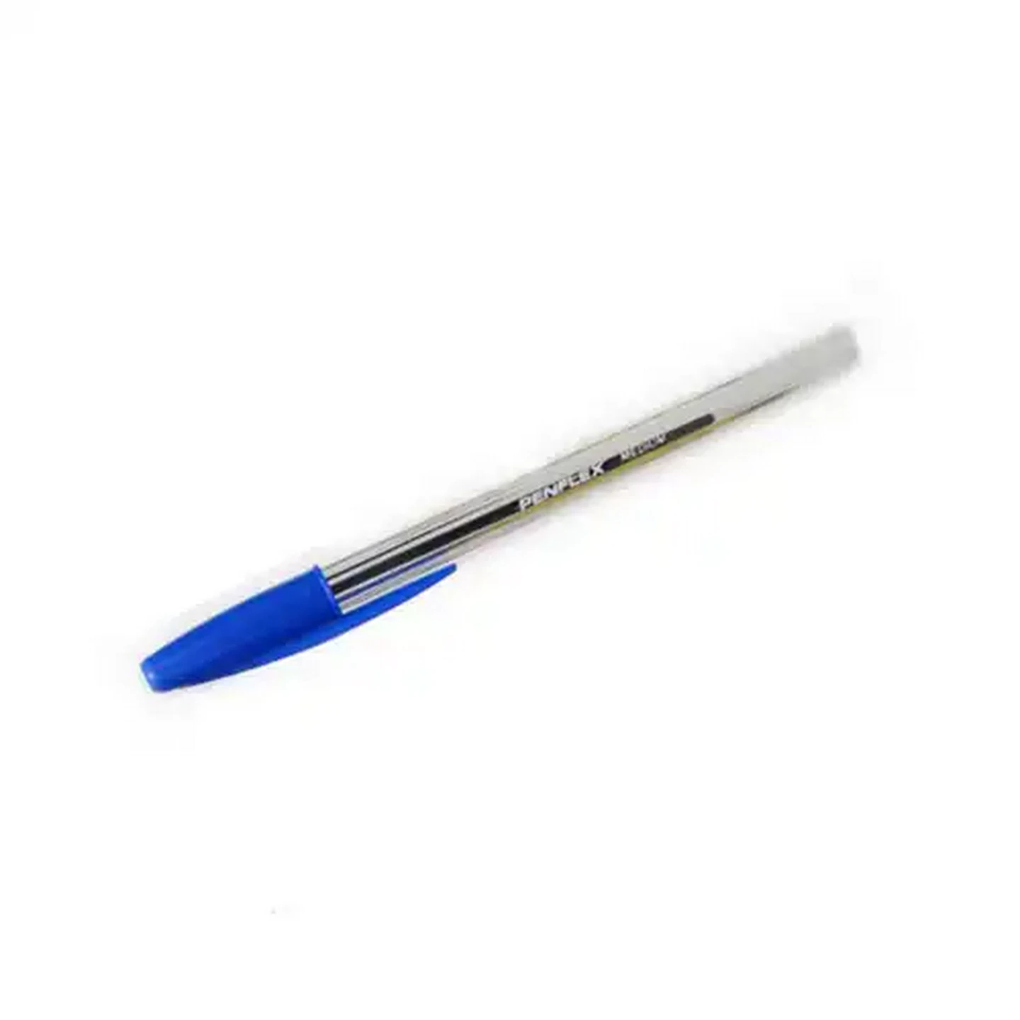 Image of Penflex Clear Medium Blue Ballpoint Pen 5-Pack 1mm