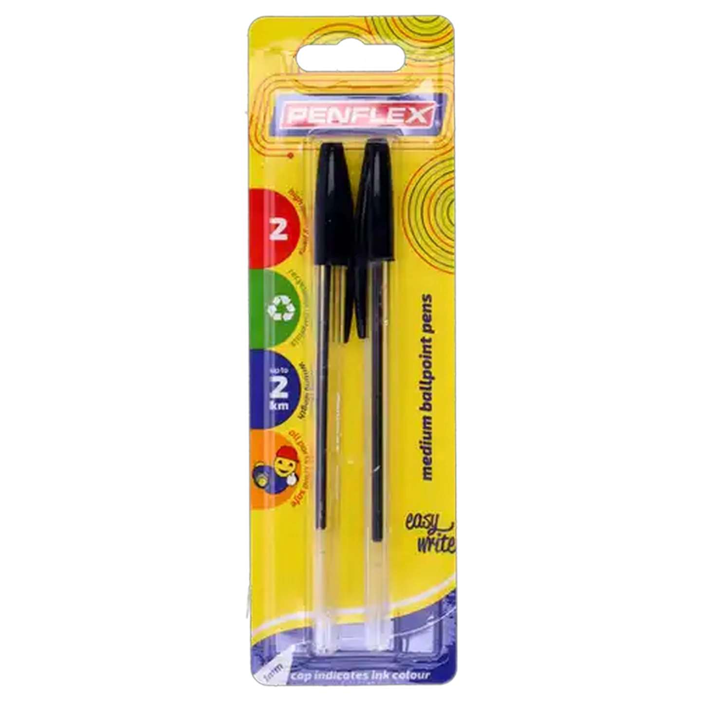 Image of Penflex Medium Black Ballpoint Pen 1mm 2-Pack