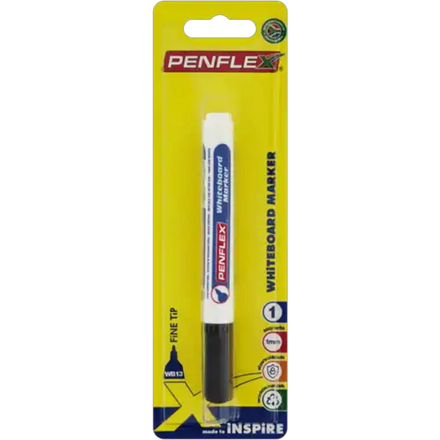 Image of Penflex Black Fine Tip Whiteboard Marker 1mm