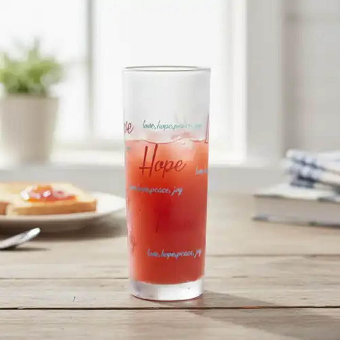 Image of Pink & Blue Frosted Love Glass 340ml (Design May Vary)