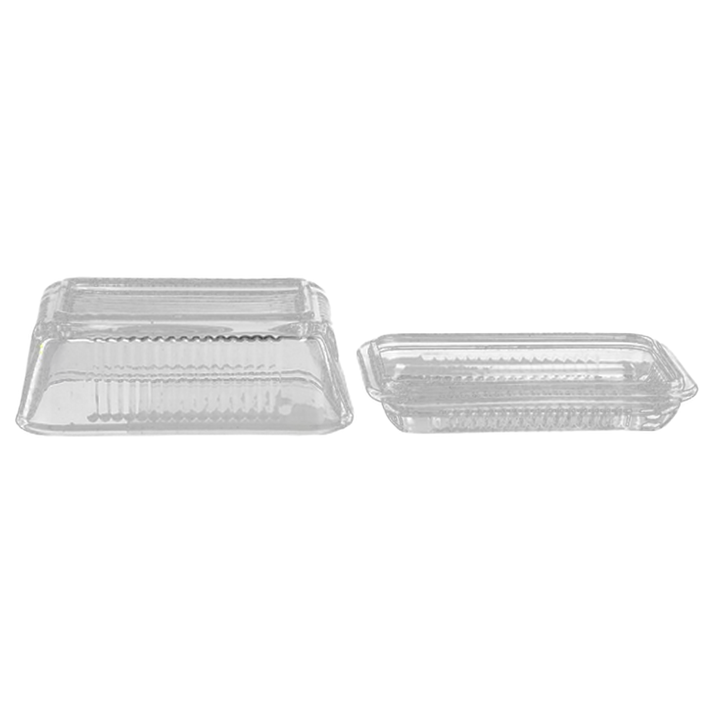 Image of Embossed Glass Butter Dish 17 x 11 x 8cm