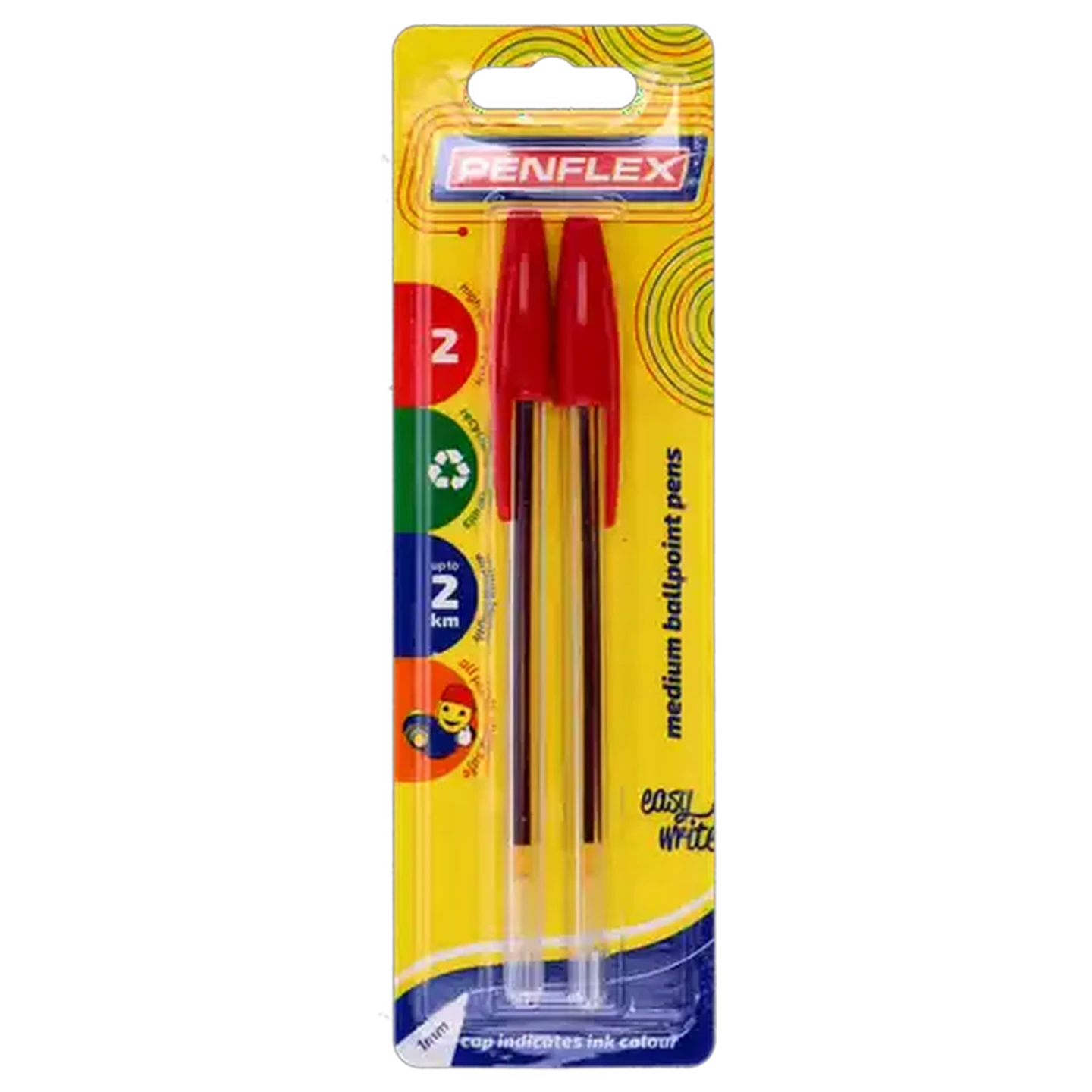Image of Penflex Red Ballpoint Pen 2-Pack 1mm