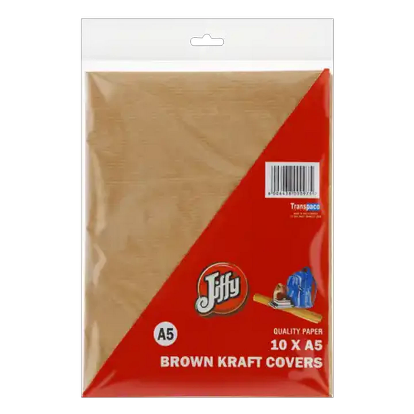Image of Jiffy A5 Brown Kraft Paper Book Covers 10-Pack