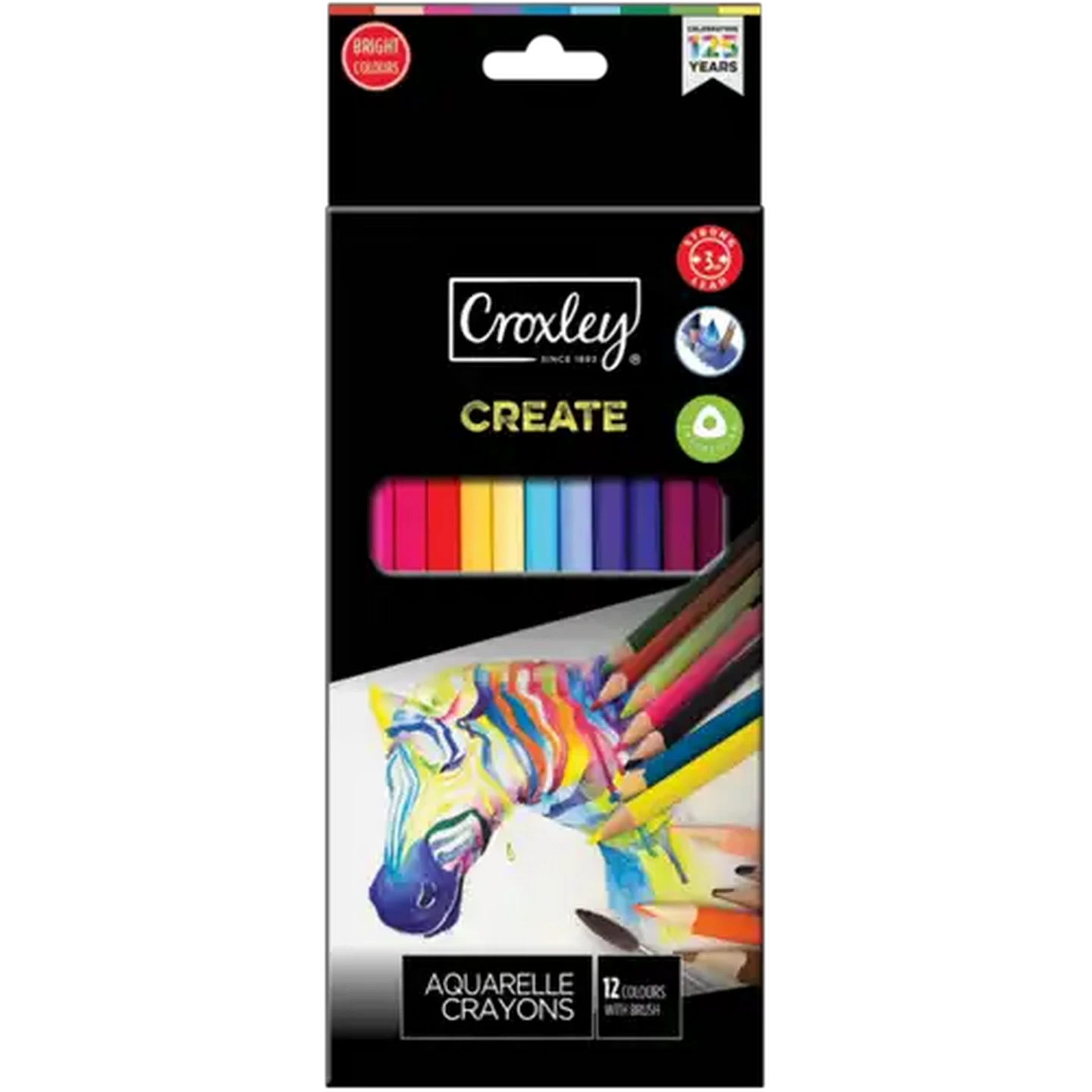 Image of Croxley Create Aquarelle Crayons with Brush Set 13-Piece
