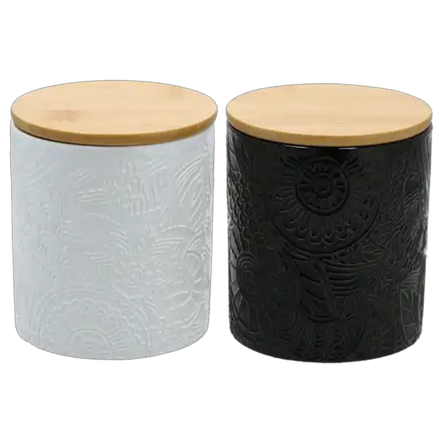 Image of Black or White Medium Ceramic Canister 11 x 11 x 12cm (Colour May Vary)