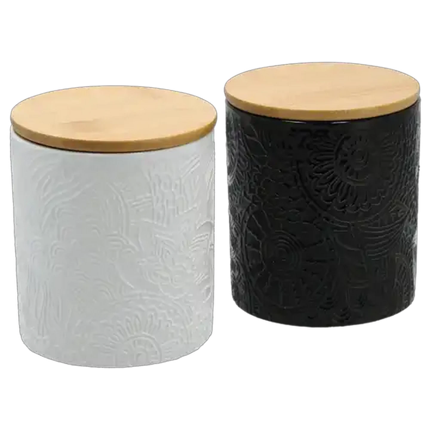 Image of Black or White Medium Ceramic Canister 11 x 11 x 12cm (Colour May Vary)