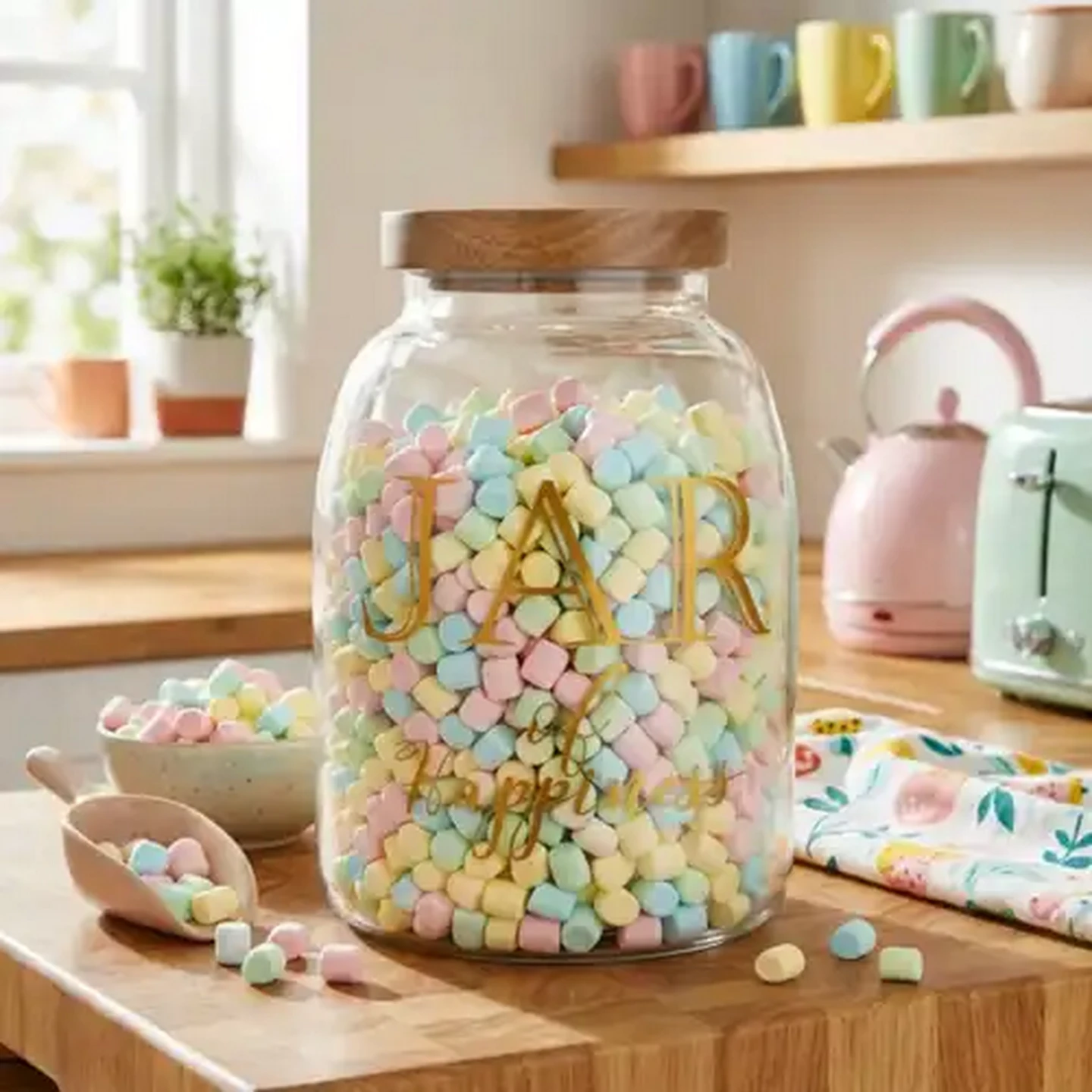Image of Gold Script Glass Jar 2L