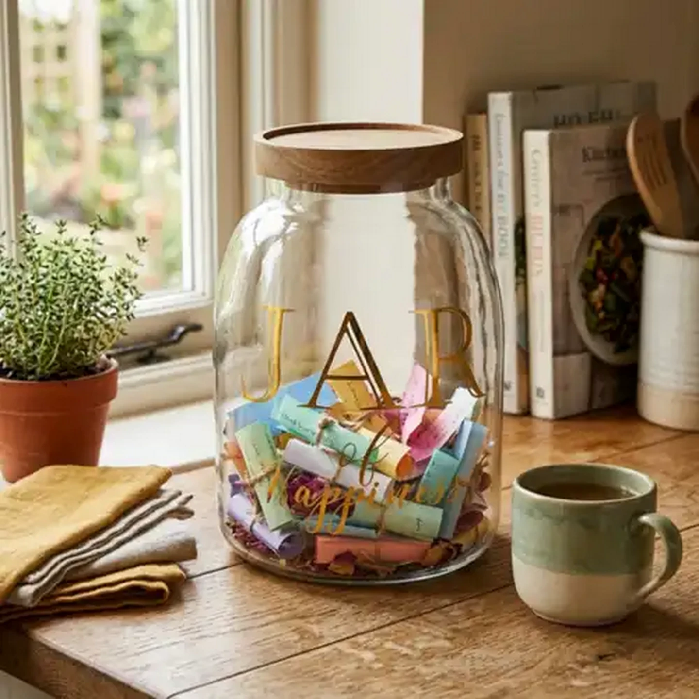 Image of Gold Script Glass Jar 2L