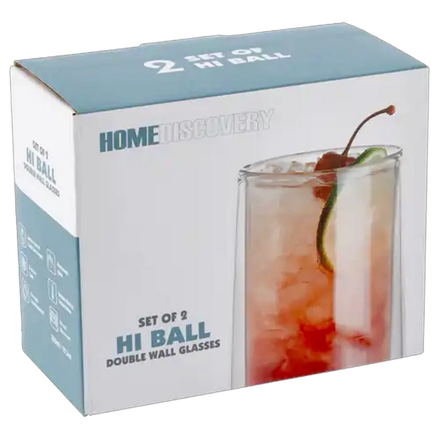 Image of Home Discovery Double Wall Glass Arista Hi Ball 350ml 2-Pack