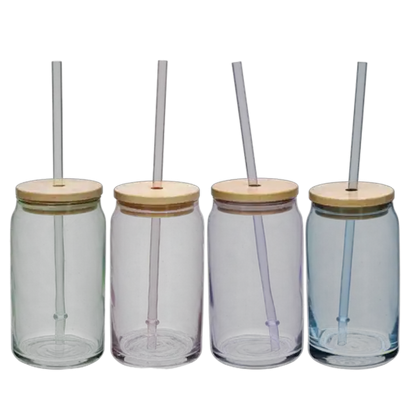 Image of Coloured Glass Jar with Straw 420ml (Colour May Vary)