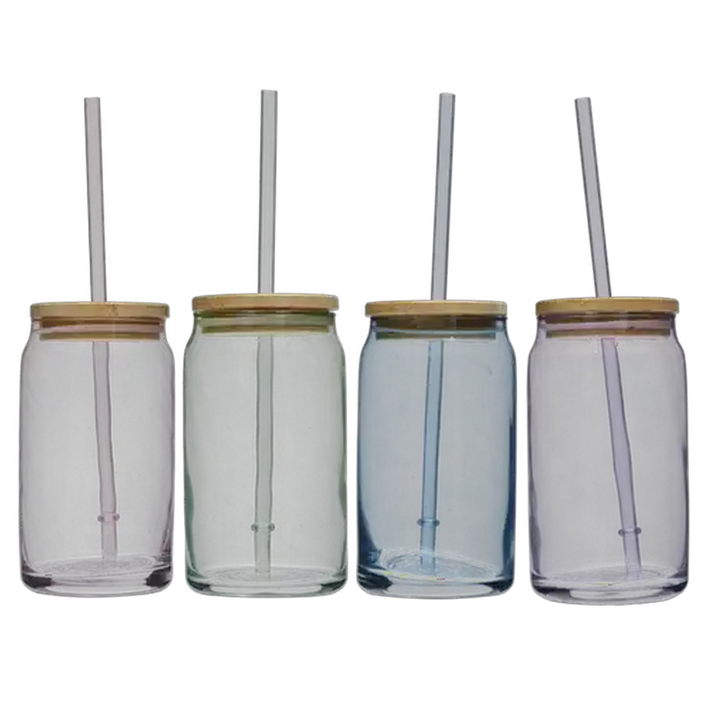 Image of Coloured Glass Jar with Straw 420ml (Colour May Vary)