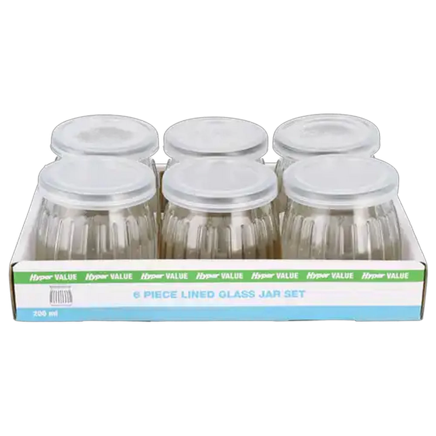 Image of Hyper Value Lined Glass Jar 200ml 6 Pack