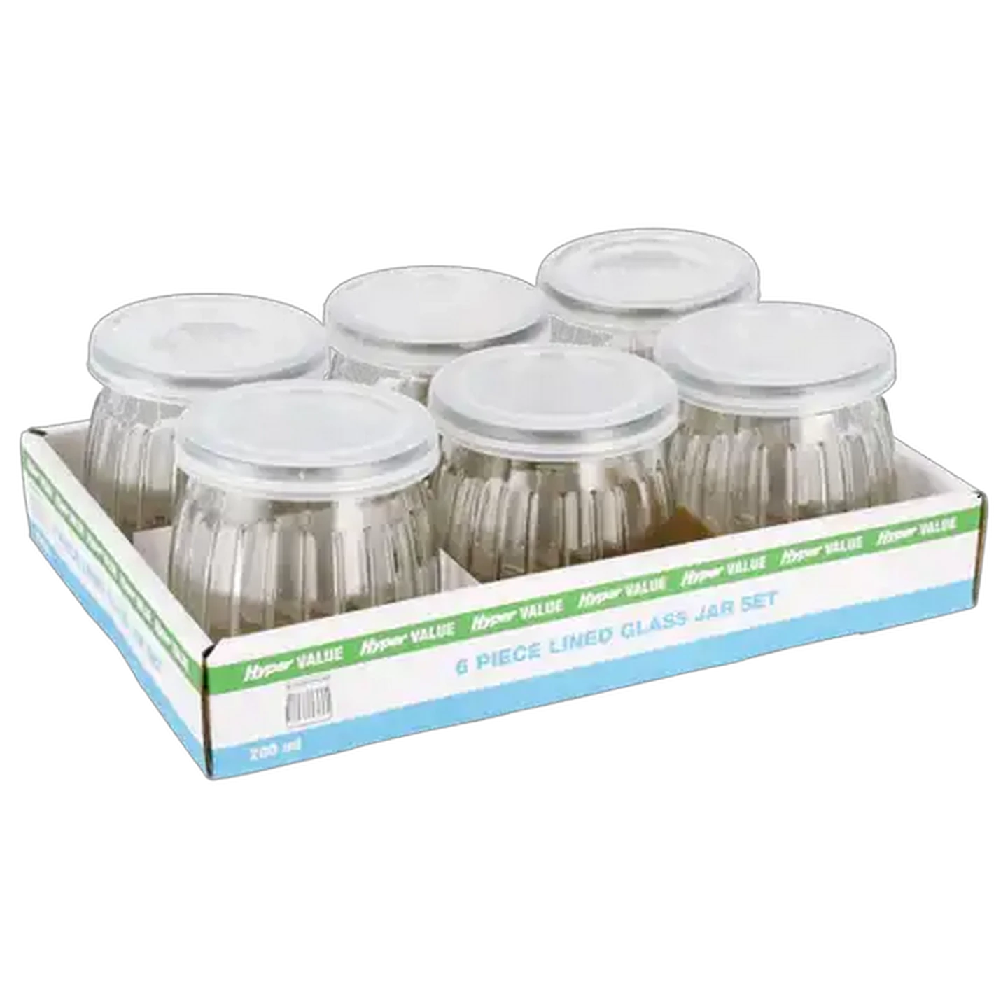 Image of Hyper Value Lined Glass Jar 200ml 6 Pack