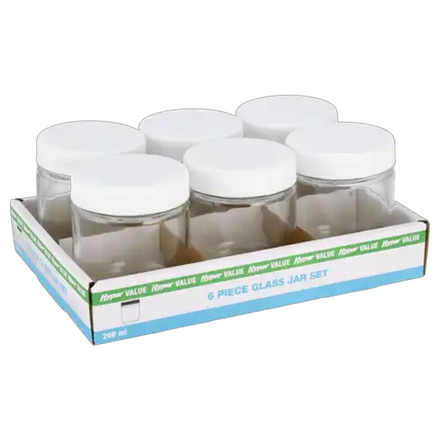 Image of Hyper Value Plain Glass Jar 200ml 6 Pack
