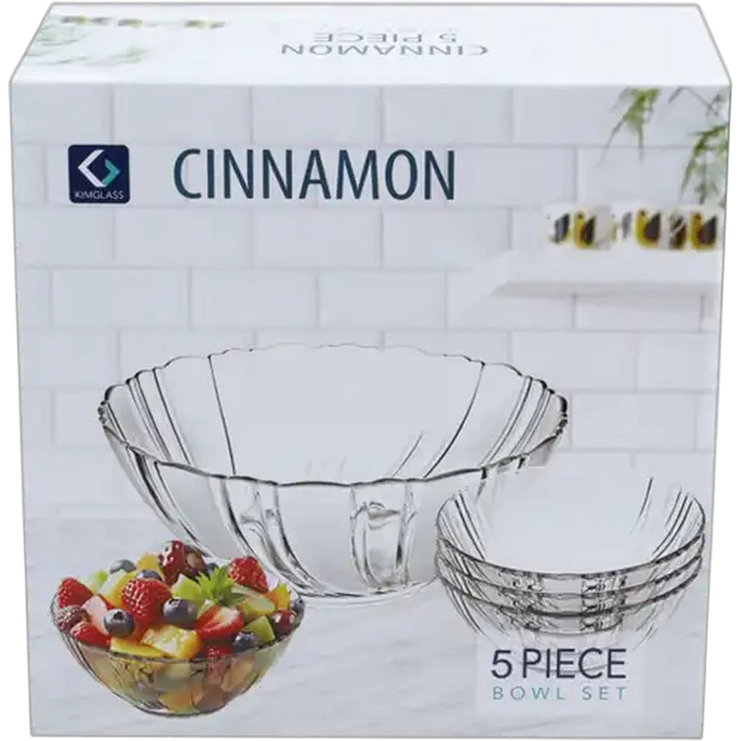 Image of KIM Glass Cinnamon Glass Bowl Set 5-Piece