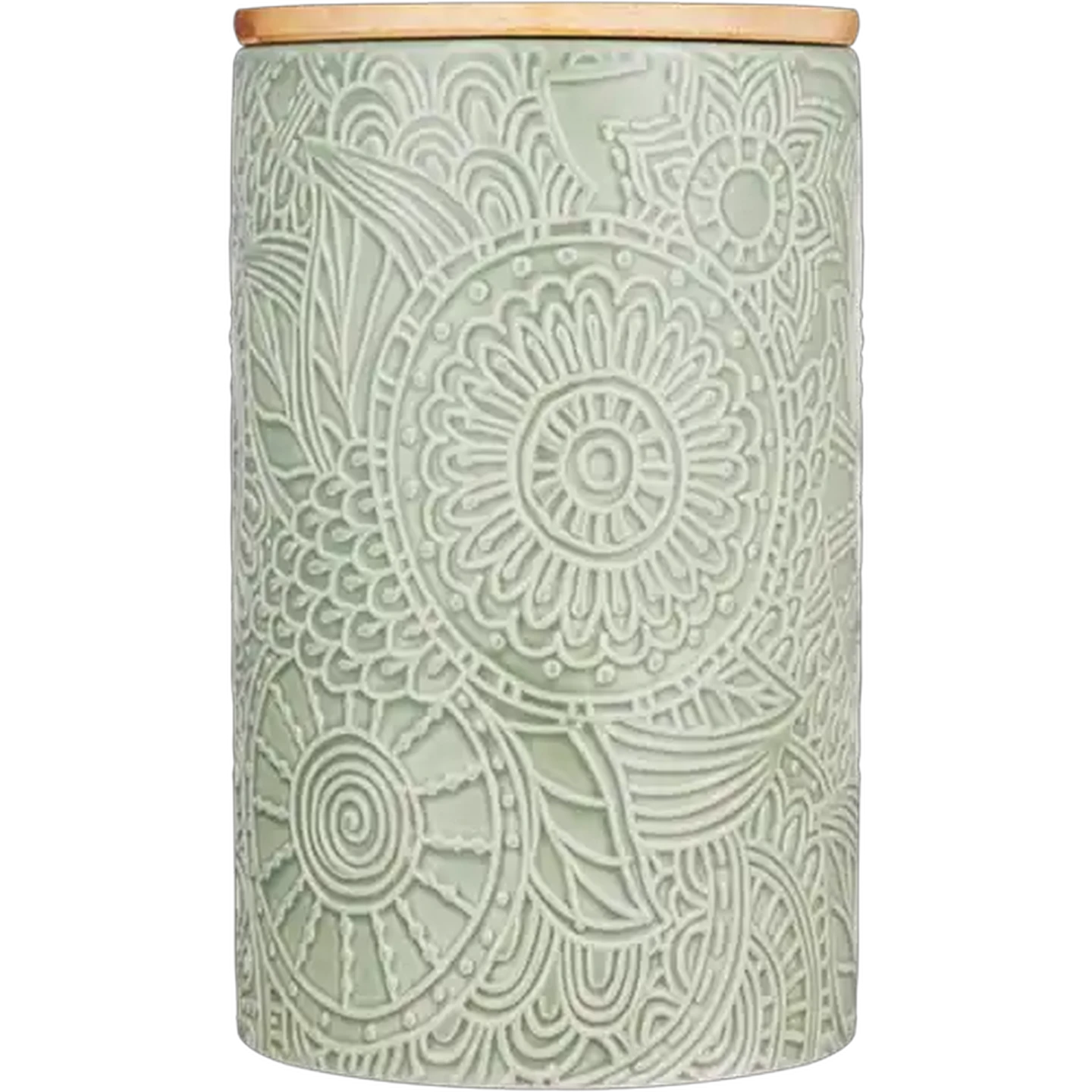 Image of Sage Embossed Ceramic Canister Large