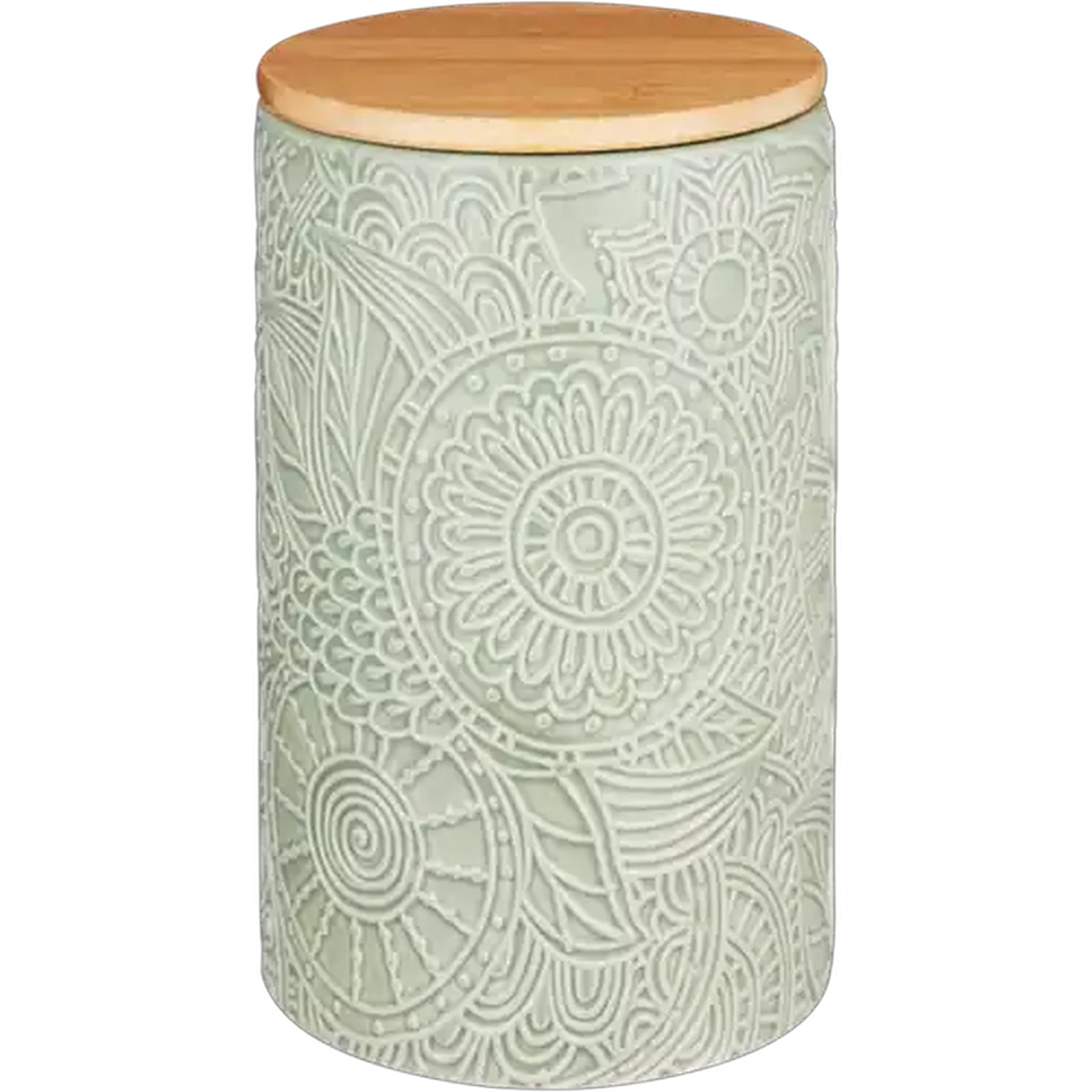 Image of Sage Embossed Ceramic Canister Large