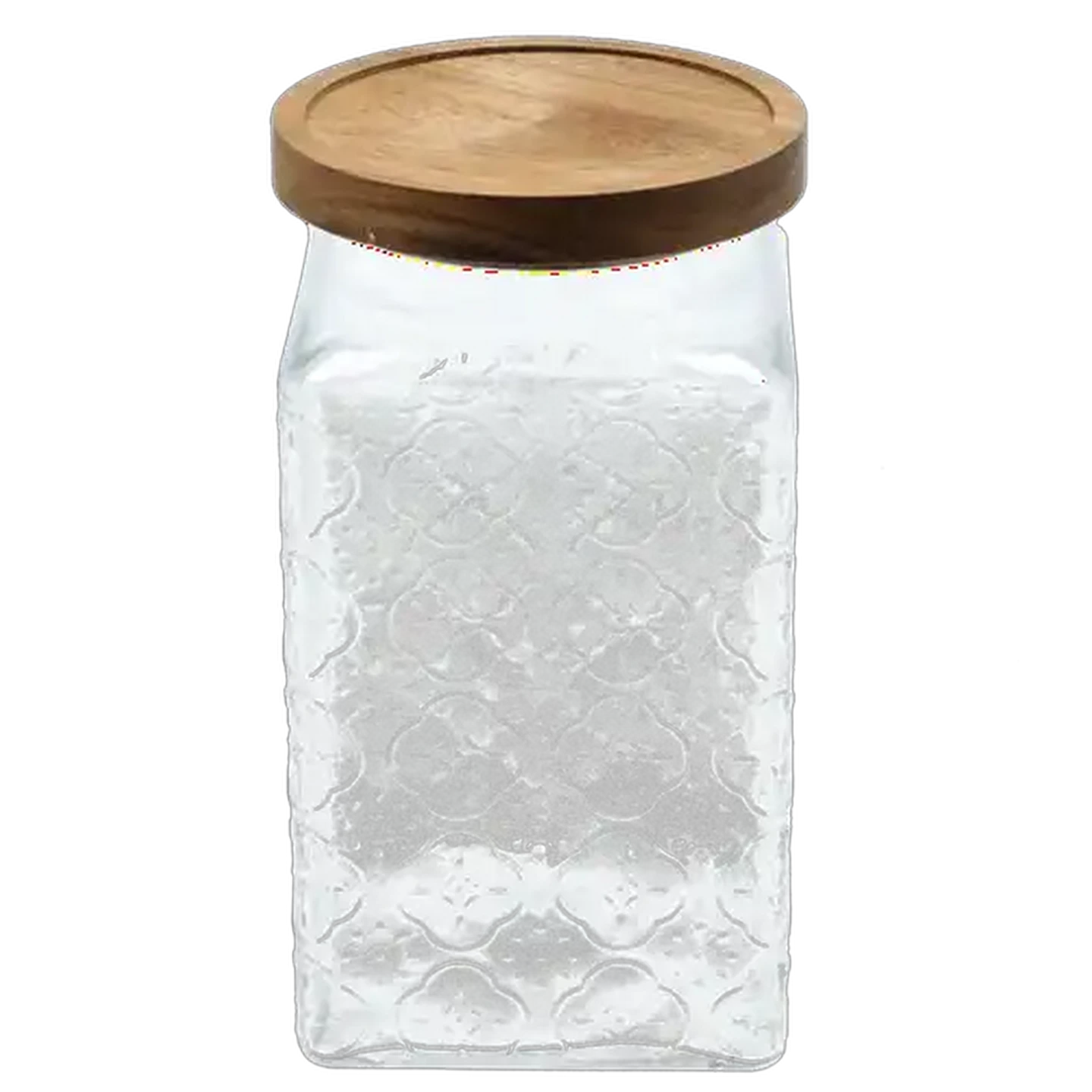 Image of Embossed Square Glass Canister 21cm