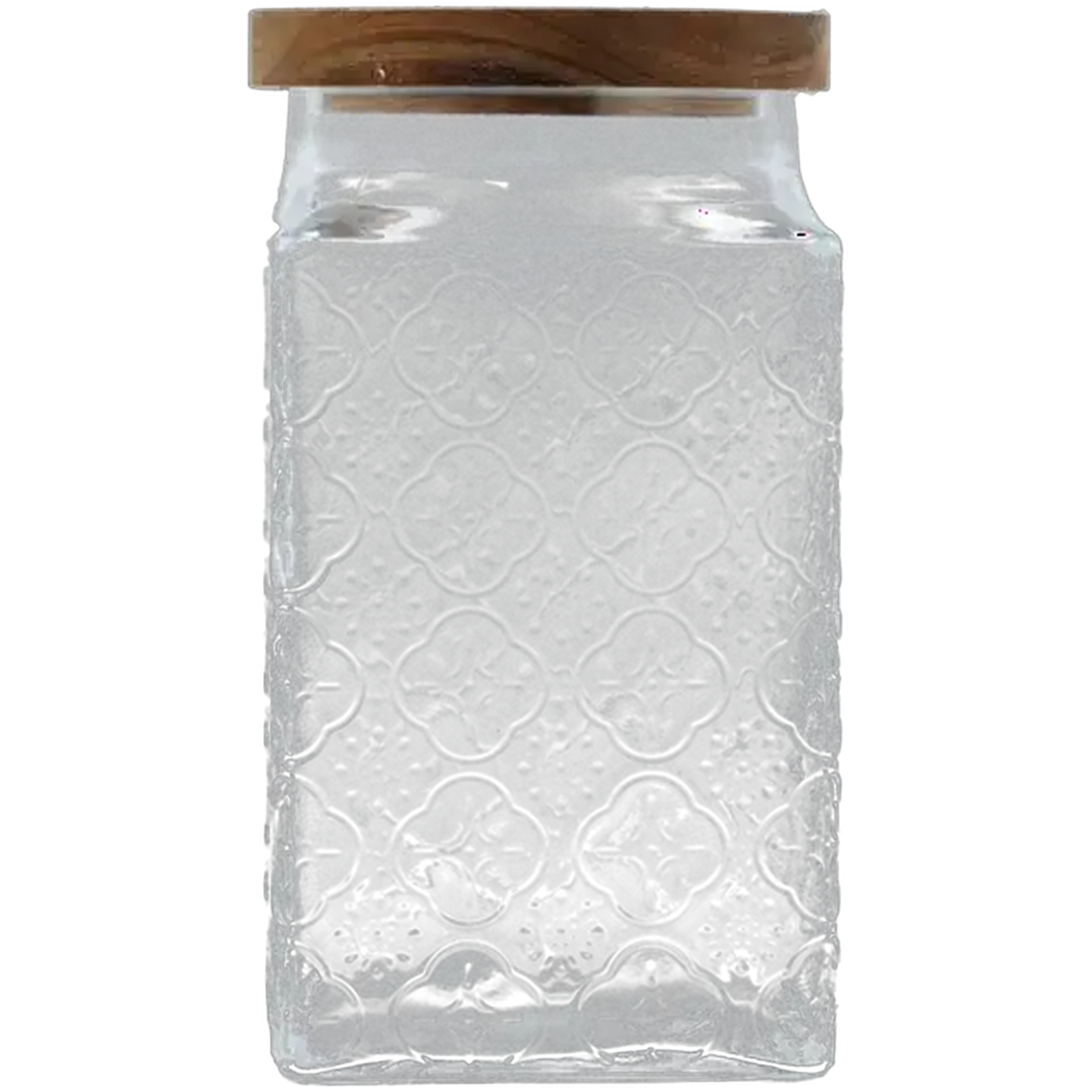 Image of Embossed Square Glass Canister 21cm