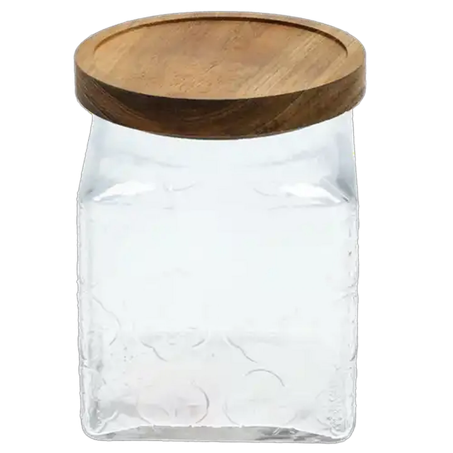 Image of Embossed Square Glass Canister 15cm