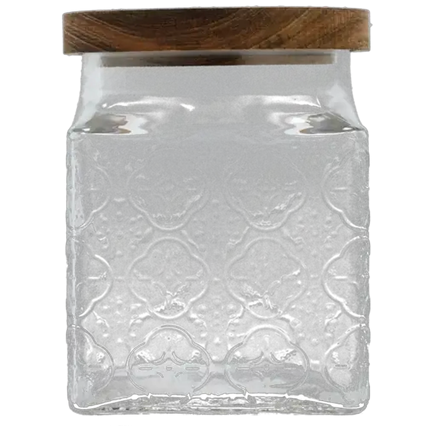 Image of Embossed Square Glass Canister 15cm