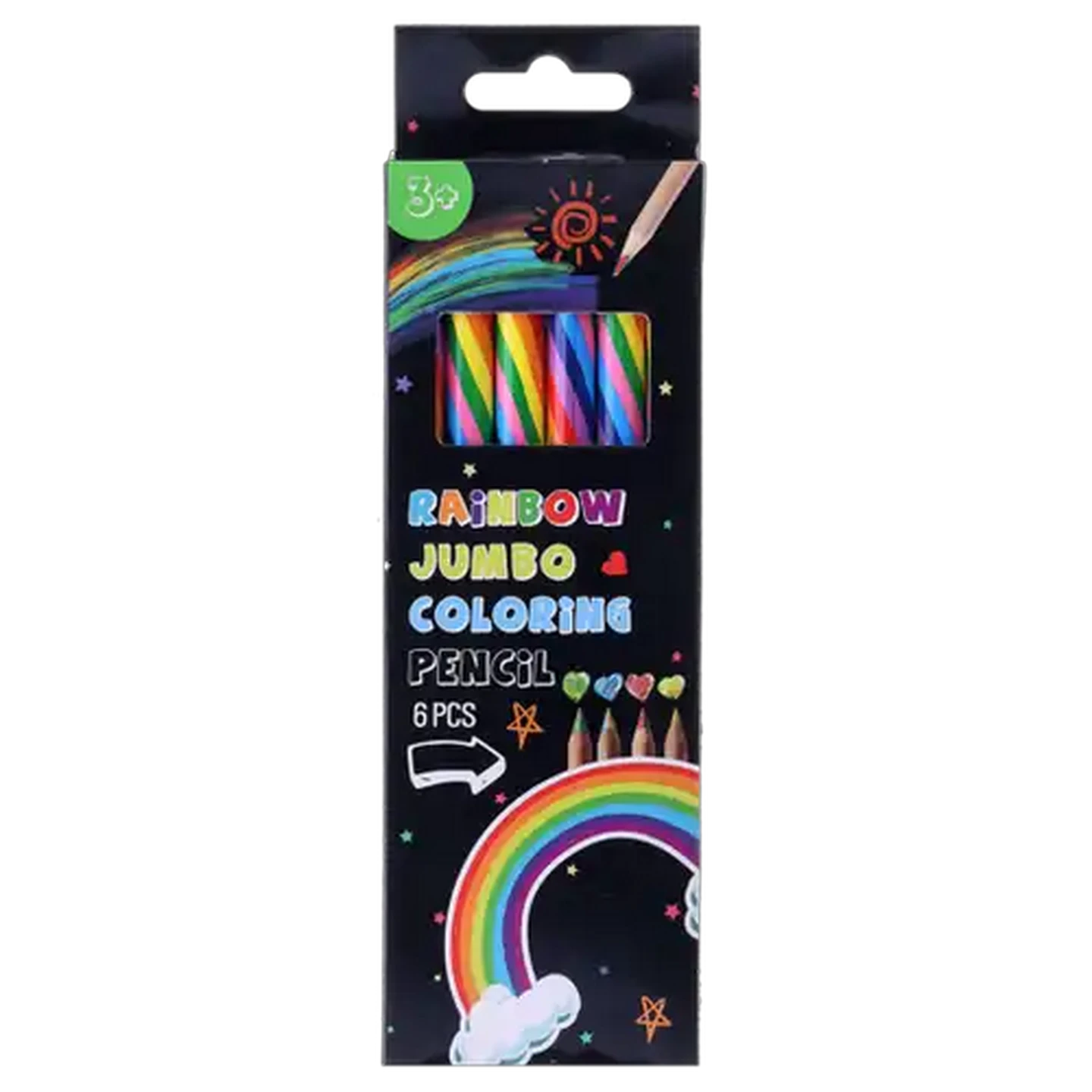 Image of Rainbow Jumbo Pencil Crayons 6-Pack