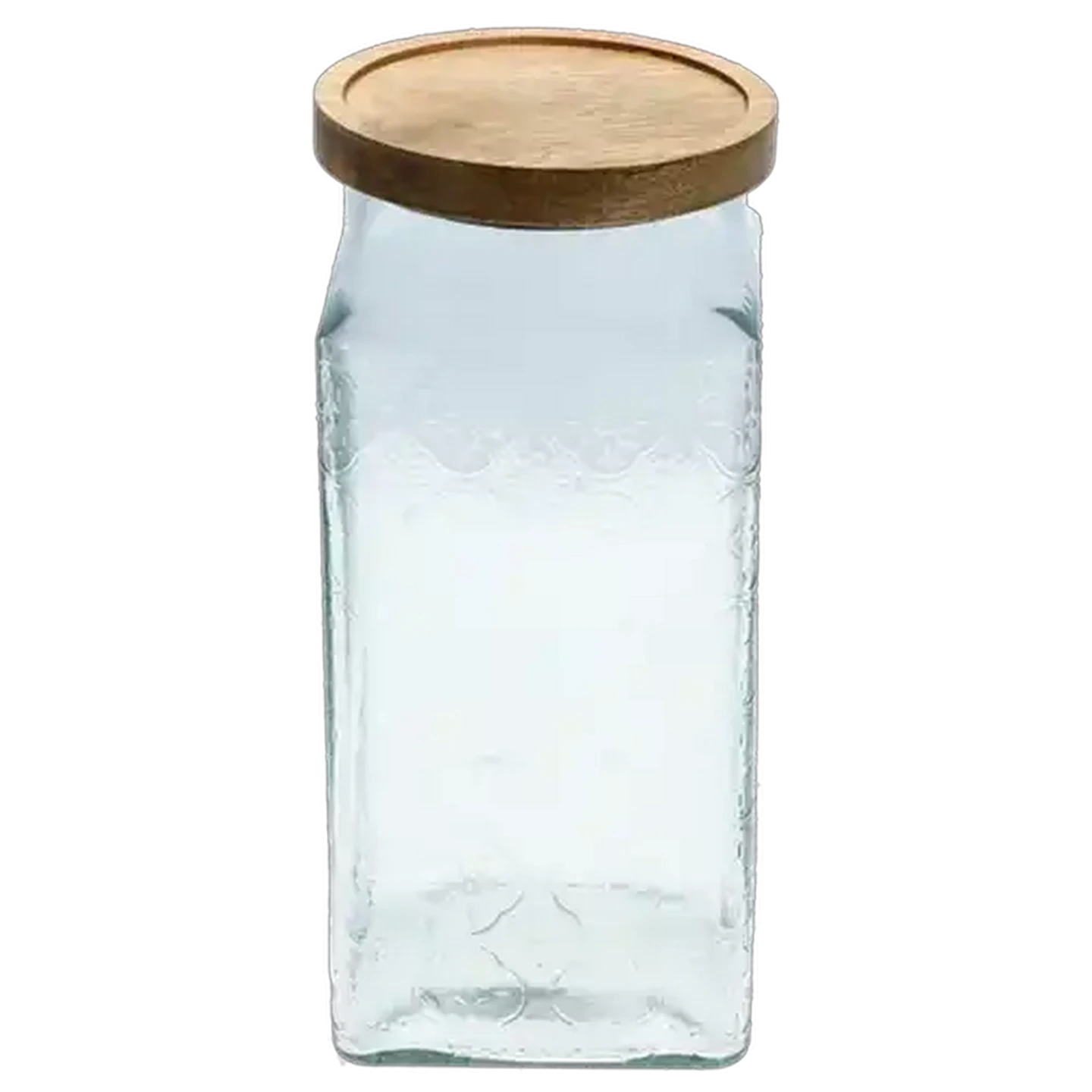 Image of Embossed Square Glass Canister 25cm