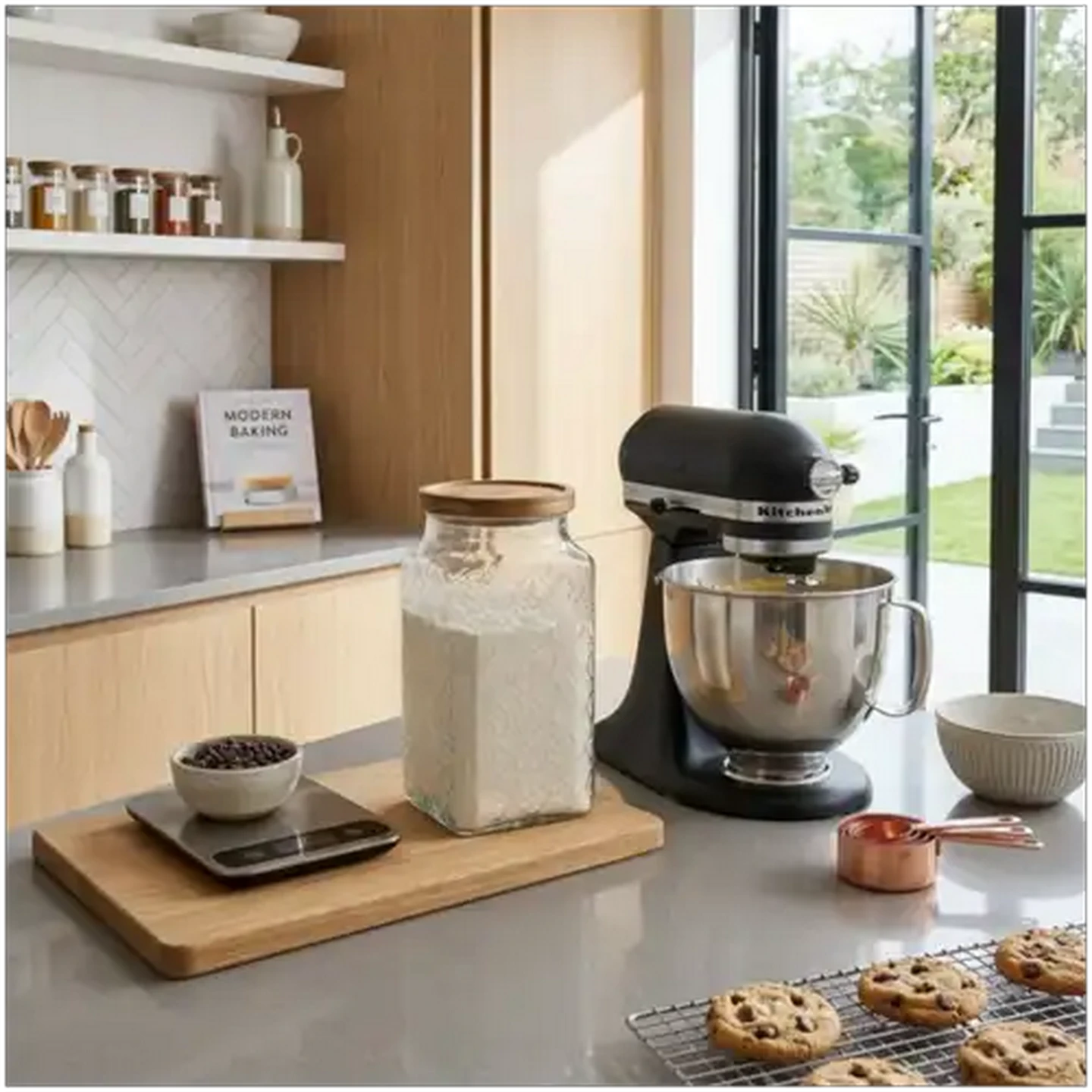 Image of Embossed Square Glass Canister 25cm