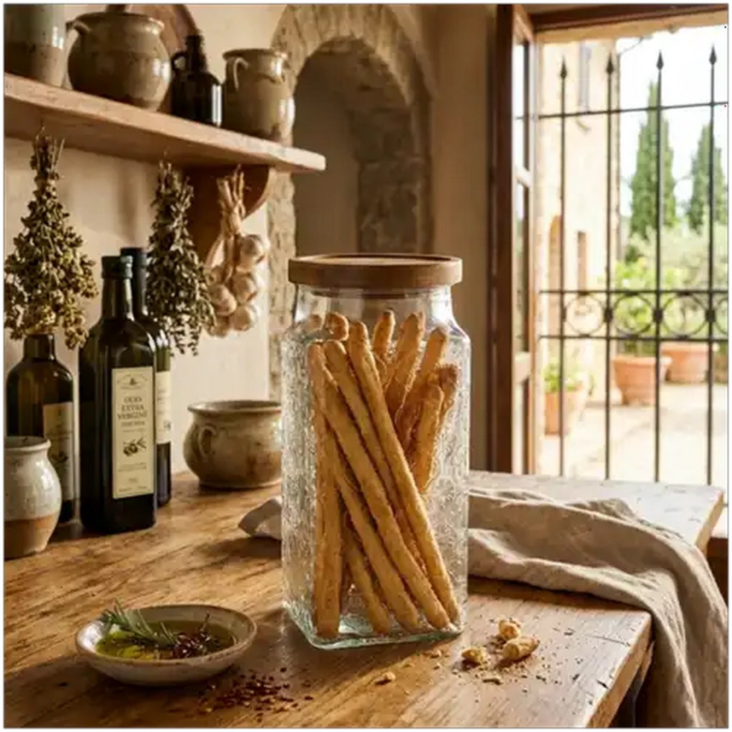 Image of Embossed Square Glass Canister 25cm
