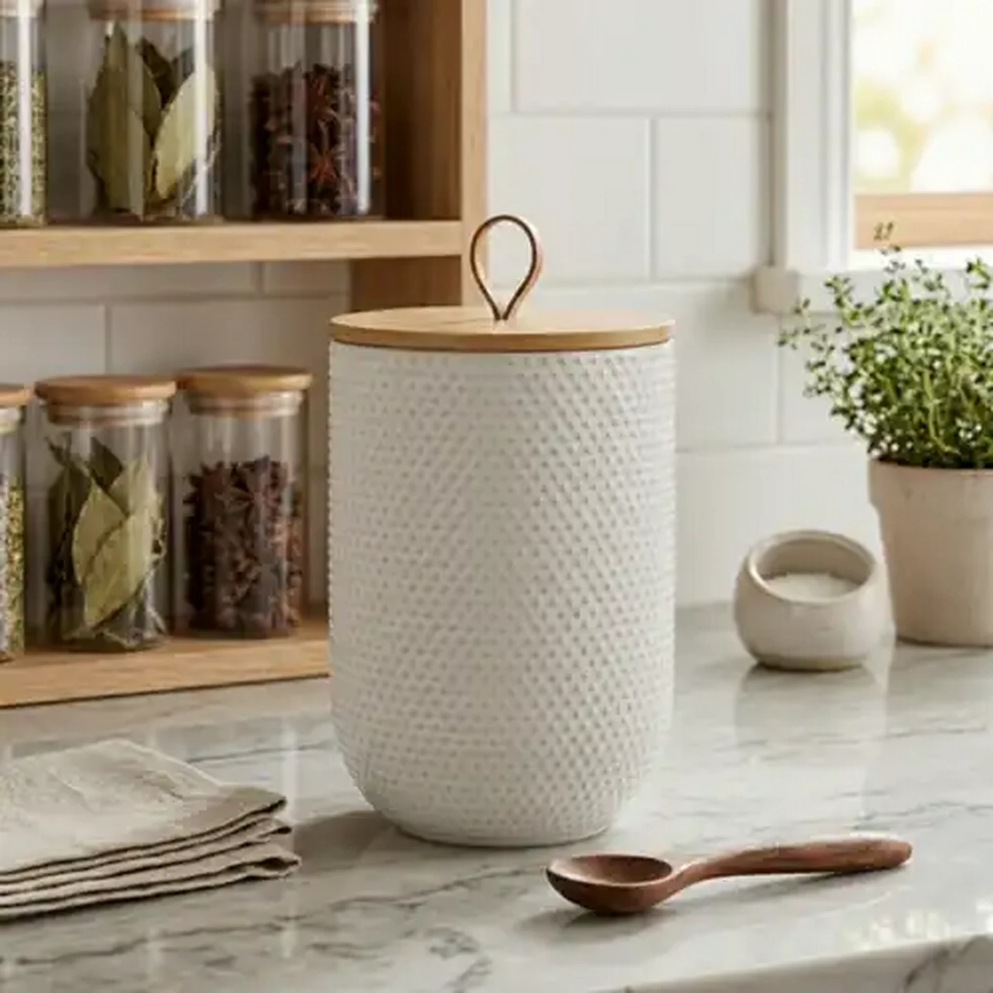 Image of Cr`eme Large Ceramic Canister with Lid