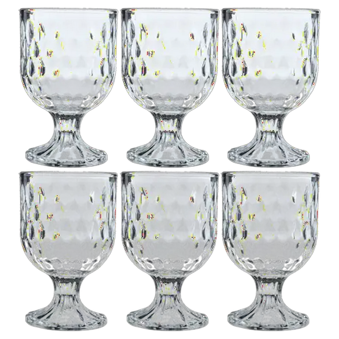 Image of Hyper Value Glass Diamond Cut Stemmed Glass Set 6 Piece Set