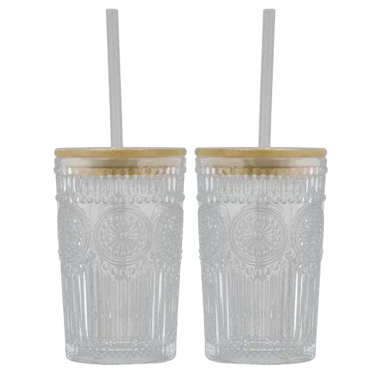 Image of Poetry Glass Jar with Lid & Straw 2 Piece